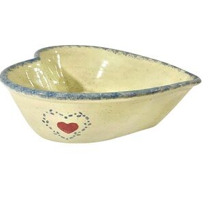 Pottery Heart-Shaped Dish Sponge Paint Cottagecore Kitchen Ceramic Farmhouse